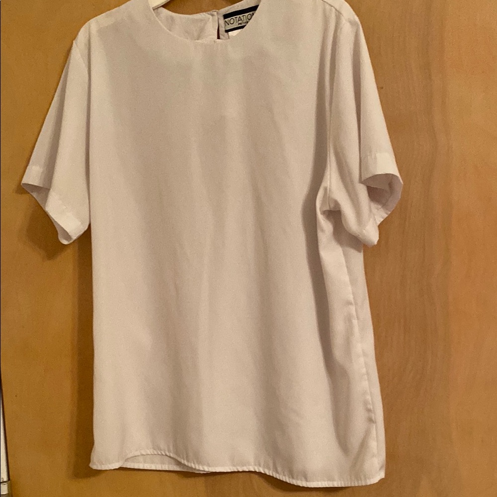 Notations White Short Sleeve Blouse - Petite Small
